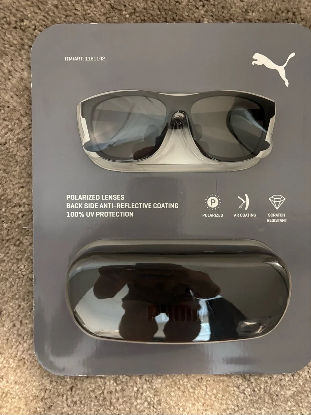 Puma Black Polarized Sport Sunglasses